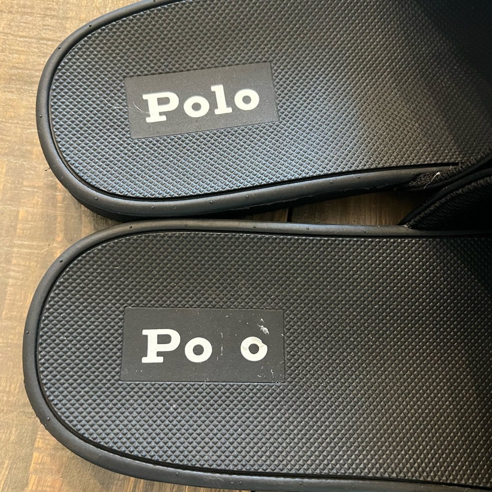 Polo Men’s Bear Black Slides Size 7 w/defect NEW - Picture 4 of 5